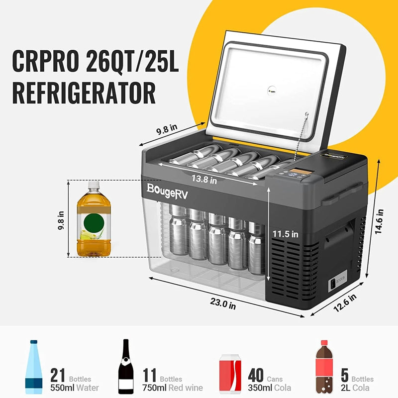 BougeRV CR Pro25 | 26 Quart Portable Fridge With 220wh Power Station